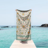 Personalisiertes Daisy Strandtuch 70Er Jahre Boho Individuell Mit Namen Geschenk von CustomCooper