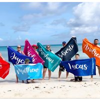 Scripty Style Personalisierte Strandtuch Name Badetuch Benutzerdefinierte Pool Handtuch Mit Außerhalb Geburtstag Urlaub Geschenk von CustomCooper