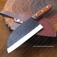 Handgeschmiedetes Syberian Style Cleaver Messer Mit Scheide | Edelstahl Wiegemesser Custom Küchenmesser Buschkunst| Geschenk Für Jeden Freund von CustomDamascusByJose