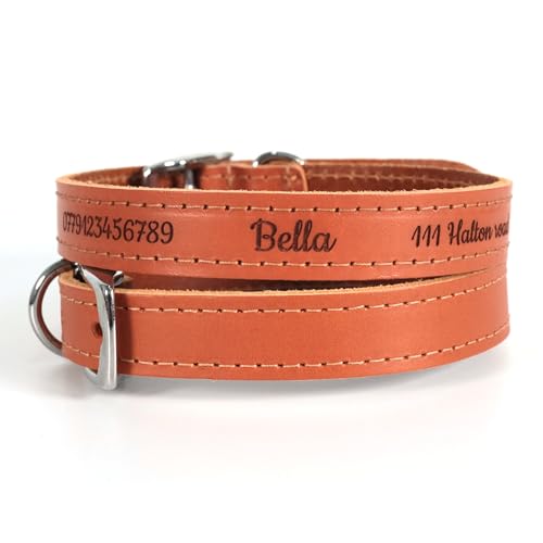 Personalisiertes Lederhalsband für Hund | Schaffen Sie Ihr einzigartiges Tierkennzeichen | Lasergravur - Größe 8, Hellbraun Personalisiertes Lederhalsband für Hund | Schaffen Sie Ihr einzigartiges Tierkennzeichen | Lasergravur - Größe 8, Hellbraun von CustomDesign.Shop