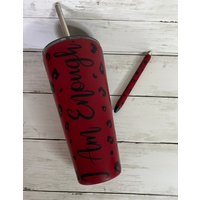 Matter Leopard Print Tumbler, I Am Enough, Matte Finish, 32Oz Slim Tumbler von CustomDesignbyTLC