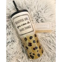 Personalisierter Glitzer Ombre Leopard Print Becher, Tumbler, Schöne Mädchen Tumbler von CustomDesignbyTLC