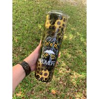 Sonnenblume Mami Life Becher 30Oz, Sonnenblumen Becher, Mom Tumbler, Skinny Glitzer Tumbler von CustomDesignbyTLC