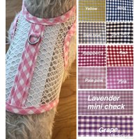 Hochzeit Geschirr, Gingham Trim Kleine Hundegeschirr, Atmungsaktive Weiße Mesh, Made in Usa, Haustier Kleidung, Hundegeschirr von CustomDogJacket