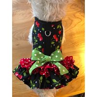 Retro Kirsch Rüschen Geschirr Für Kleine Hunde, Hergestellt in Den Usa von CustomDogJacket
