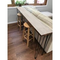 Massivholz Bartisch Mit Haarnadel Beinen, Sofabar, Weinstube, Holztisch, Eingangshalle Tisch, Buffet Haussofa Tisch von CustomFurnitureBylbo