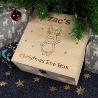 Gravierte Weihnachtsabendbox - Maßgeschneiderte Personalisierte Hölzerne Weihnachtsbox Für Kinder, Bereit Zum Befüllen Mit Geschenken 2 Größen von CustomGiftCoUK