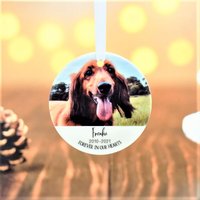 Hunde Gedenkkugel, Personalisierter Fotoschmuck Weihnachtsbaumschmuck, Keramik Bedruckte Christbaumkugel, Haustier Gedenkkugel von CustomGiftCoUK