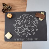 Weihnachtliche Servierbrettchen Personalisiert Weihnachts Platzsets, Schiefer Serviertablett, Käsebrett - Weihnachtsslogan von CustomGiftCoUK