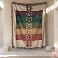 Chakra Woven Blanket, Meditation Gifts, Custom Pillow, Yoga Gift For Her, Art Throw, Spiritual Home Decor Usa Made, Personalized von CustomGiftStudioND