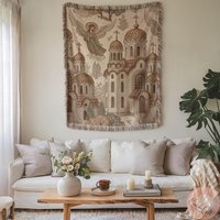 Church Decor Woven Blanket Or Pillow , Elegant Throw, Faith Based Gift, Christian Room Accent, Made in Usa, Slava Gift von CustomGiftStudioND