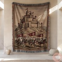 Crusader Fortress Woven Blanket, Templar Knights March Medieval Cross Design, Religious Art, Christian Throw Crusader Fortress Woven Blanket, Templar Knights March Medieval Cross Design, Religious Art, Christian Throw von CustomGiftStudioND