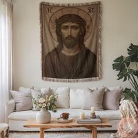 Jesus Christ Custom Woven Blanket Or Pillow, Orthodox Church, Made in Usa, Gift, Religious Christian Icon Art von CustomGiftStudioND