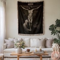 Jesus Christ Woven Blanket Pillow, Virgin Mary, Religious Art, Custom Tapestry, Christian Home Decor, Gift For Devout Christian, Orthodox von CustomGiftStudioND