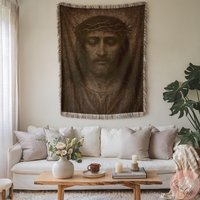 Jesus Christ Woven Throw, Christian Faith Blanket, Religious Home Decor Gift, Icon Made in Usa, Catholic Homedecor Gift von CustomGiftStudioND