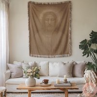 Jesus Portrait Woven Throw, Religious Art Blanket, Catholic Faith Gift, Home Accent, Made in Usa, Homedecor von CustomGiftStudioND