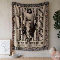 Jesus Woven Blanket, The Way Truth Life, Religious Christian Home Decor, Christ Art Blanket Jesus Woven Blanket, The Way Truth Life, Religious Christian Home Decor, Christ Art Blanket von CustomGiftStudioND