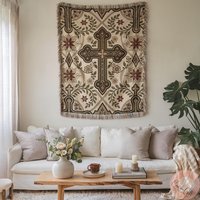 Orthodox Cross Woven Blanket Or Pillow, Religious Christian Decor, Faith Throw Made in Usa, Design Church Decor Gift von CustomGiftStudioND