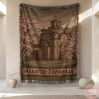 Orthodox Gracanica Monastery Blanket Or Pillow, Gift Idea, Made in Usa, Religious Pillow Decor, Custom Woven Blanket, Serbia Orthodox Gracanica Monastery Blanket Or Pillow, Gift Idea, Made in Usa, Religious Pillow Decor, Custom Woven Blanket, Serbia von CustomGiftStudioND