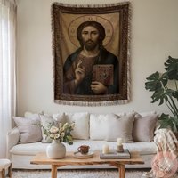Orthodox Jesus Icon Woven Blanket Or Pillow, Christian Icon Religious Gift, Custom Serbian Gifts von CustomGiftStudioND