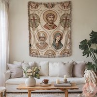 Religious Iconography Woven Blanket Or Pillow , Christian Home Decor, Unique Serbian Orthodox Gifts, Gift For Him, Homedecor, Her von CustomGiftStudioND