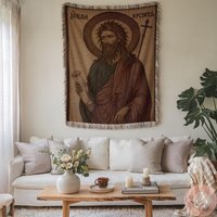 Saint John The Baptist Woven Blanket, Custom Made in Usa, Orthodox Gift, Religious Decor, Blanket Or Pillow Gift von CustomGiftStudioND