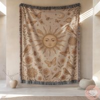 Sun Face Woven Blanket Or Pillow , Made in Usa Gift, Boho Unique Gift Butterflies Gifts Idea, Custom Homdecor Sun Face Woven Blanket Or Pillow , Made in Usa Gift, Boho Unique Gift Butterflies Gifts Idea, Custom Homdecor von CustomGiftStudioND