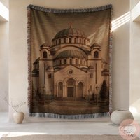Sveti Sava Temple Serbia, Pillow Orthodox Church Design, Hram Sava, Perfect Gift, Religious Home Decor, Custom Woven Blanket von CustomGiftStudioND