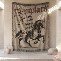Templar Woven Blanket, Crusader Rider Throw Medieval Art Tapestry, Religious Cross Design, Christian Gift Idea Templar Woven Blanket, Crusader Rider Throw Medieval Art Tapestry, Religious Cross Design, Christian Gift Idea von CustomGiftStudioND