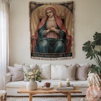 Virgin Mary Woven Blanket, Christian Home Decor, Religious Art Throw, Inspirational Tapestry, Sacred Heart Pillow Cover, Bible Verse Custom Virgin Mary Woven Blanket, Christian Home Decor, Religious Art Throw, Inspirational Tapestry, Sacred Heart Pillow Cover, Bible Verse Custom von CustomGiftStudioND