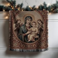 Virgin Mary Woven Blanket For Catholics, Mother & Child, Religious Blanket, Angelic Decor, Catholic Gift, Christian Home Decor von CustomGiftStudioND