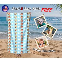 Kids Personalized Beach Towels With Face, Custom Photo Towel, Cute Baby Towel Face Print, Gift For Boys & Girls, Grandma Idea von BreezeWeave