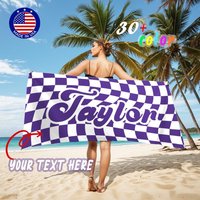 Personalized Checker Pattern Retro Style Beach Towel With Name, Custom Beach Towel Gift, Wavy Checkered Pool Party Birthday Gift For Girl Personalized Checker Pattern Retro Style Beach Towel With Name, Custom Beach Towel Gift, Wavy Checkered Pool Party Birthday Gift For Girl von CustomHotpinksummer