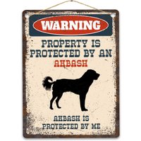 Akbash Metallschild, Lustiges Warnschild Hund, Rustikales Retro Verwittertes Distressed Plaque, Geschenkidee von CustomIslandGifts