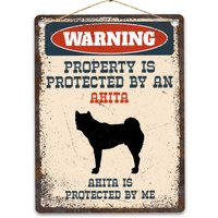Akita Metallschild, Lustiges Warnschild Hund, Rustikales Retro Verwittertes Distressed Schild, Geschenkidee von CustomIslandGifts