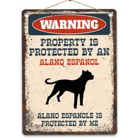 Alano Espanol Metallschild, Lustiges Warnschild Hund, Rustikales Retro Verwittertes Distressed Plaque, Geschenkidee von CustomIslandGifts