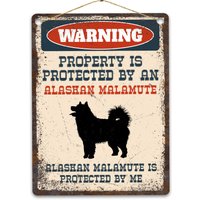 Alaskan Malamute Metallschild, Lustiges Warnschild Für Hunde, Rustikales Retro Verwittertes Distressed Plaque, Geschenkidee von CustomIslandGifts