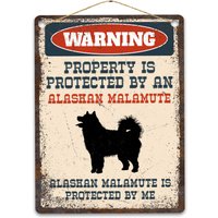 Alaskan Malamute Metallschild, Lustiges Warnschild Für Hunde, Rustikales Retro Verwittertes Distressed Plaque, Geschenkidee von CustomIslandGifts