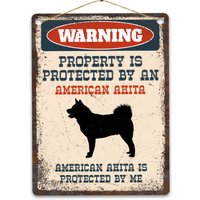 American Akita Metallschild, Lustige Warnschild Hund, Rustikale Retro Verwitterte Distressed Plaque, Geschenkidee von CustomIslandGifts