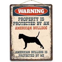 American Bulldog Metal Schild, Lustige Warnung Hund Rustikale Retro Verwitterte Distressed Plaque, Geschenkidee von CustomIslandGifts