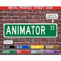 Animator Geschenk, Metall Straßenschild, Personalisiertes Schild, Individuelles Metallschild - Mehrere Farben Verfügbar von CustomIslandGifts