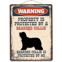 Bärtiges Collie Metallschild, Lustiges Warnschild Für Hunde, Rustikales Retro Verwittertes Distressed Plaque, Geschenkidee von CustomIslandGifts