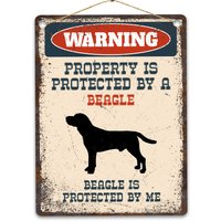 Beagle Metallschild, Lustiges Warnschild Hund, Rustikales Retro Verwittertes Distressed Schild, Geschenkidee von CustomIslandGifts