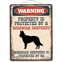 Boho Shepherd Metallschild, Lustiges Warnschild Hund, Rustikale Retro Verwitterte Distressed Plakette, Geschenkidee von CustomIslandGifts