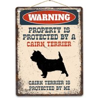 Cairn Terrier Metallschild, Lustiges Warnschild Hund, Rustikales Retro Verwittertes Distressed Plaque, Geschenkidee von CustomIslandGifts