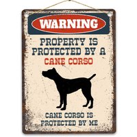 Cane Corso Metallschild, Lustiges Warnschild Hund, Rustikales Retro Verwittertes Distressed Schild, Geschenkidee von CustomIslandGifts