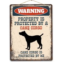 Cane Corso Metallschild, Lustiges Warnschild Hund, Rustikales Retro Verwittertes Distressed Schild, Geschenkidee von CustomIslandGifts