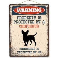Chihuahua Metallschild, Lustiges Warnschild Hund, Rustikales Retro Verwittertes Distressed Plaque, Geschenkidee von CustomIslandGifts