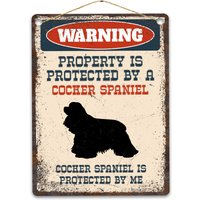 Cocker Spaniel Metallschild, Lustiges Warnschild Hund, Rustikale Retro Verwitterte Distressed Plakette, Geschenkidee von CustomIslandGifts