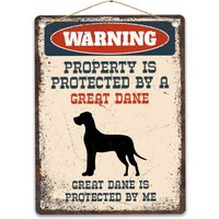 Dane Metallschild, Lustiges Warnschild Hund, Rustikales Retro Verwittertes Distressed Schild, Geschenkidee von CustomIslandGifts